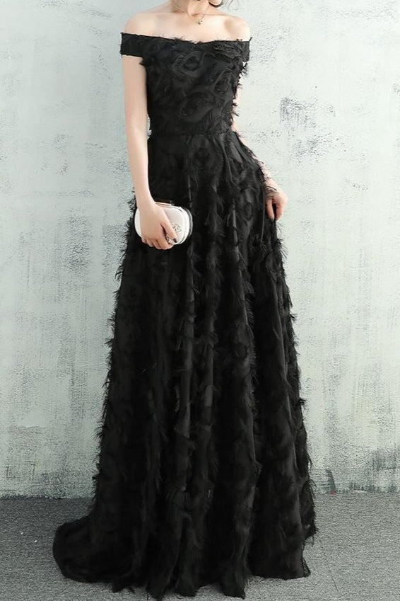 Chiffon A Line Formal Dress XS / Black