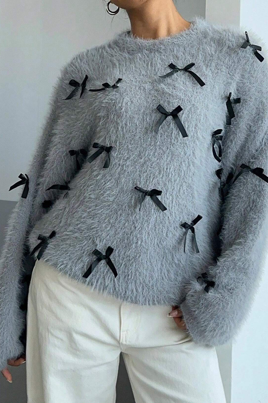 Seamoss Bowknot Warm Knit Sweater