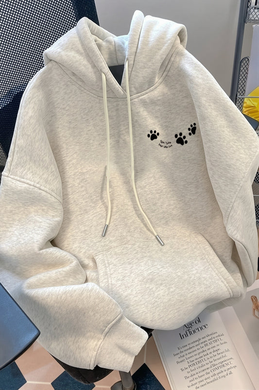 Paw Print Fleece Option Pullover Hoodie