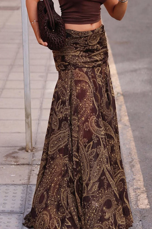Paisley Print Bodycon Maxi Skirt