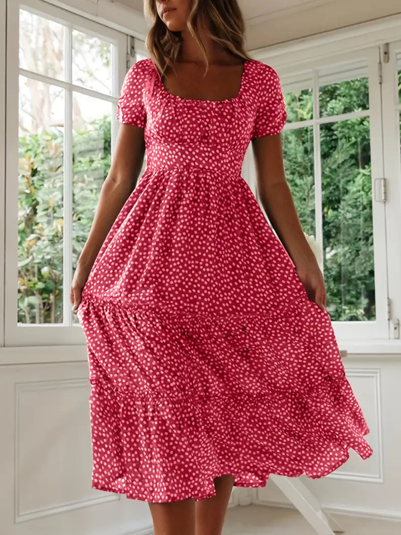 Polka Dot Ruffle Hem Maxi Dress