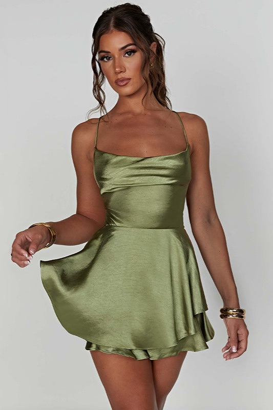 Vintage Cowl Neck Backless Tie Strap Mini Dress PrincessAce Vintage Cowl Neck Backless Tie Strap Mini Dress PrincessAce