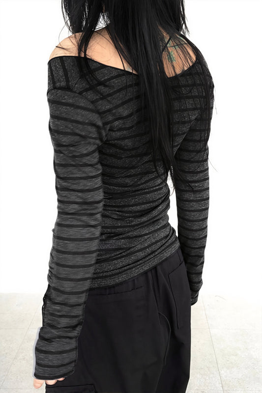 Striped Off Shoulder Casual Blouse