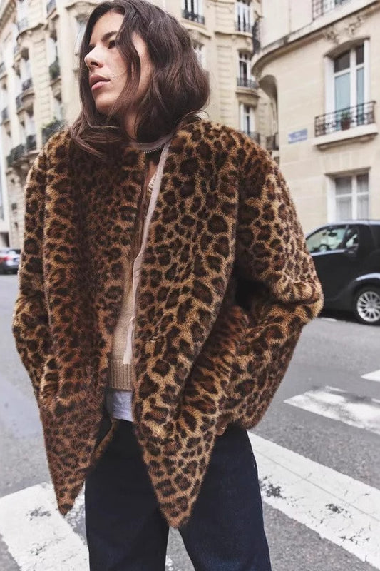 Manteau sexy en fausse fourrure animale