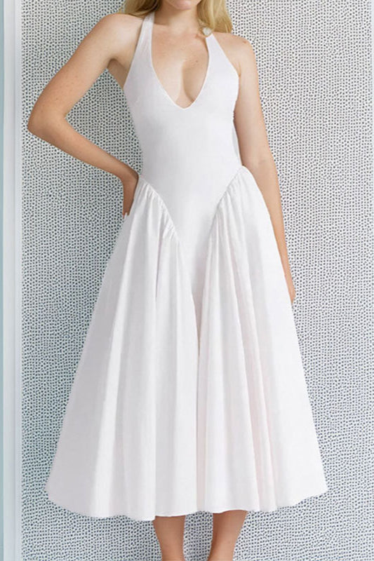 Halter Solid Bodycon Backless Party Dress