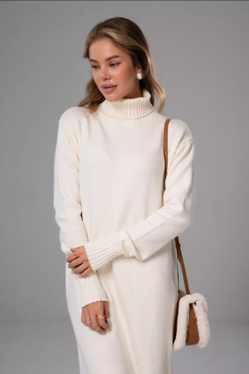 Loose Turtleneck Sweater Dress