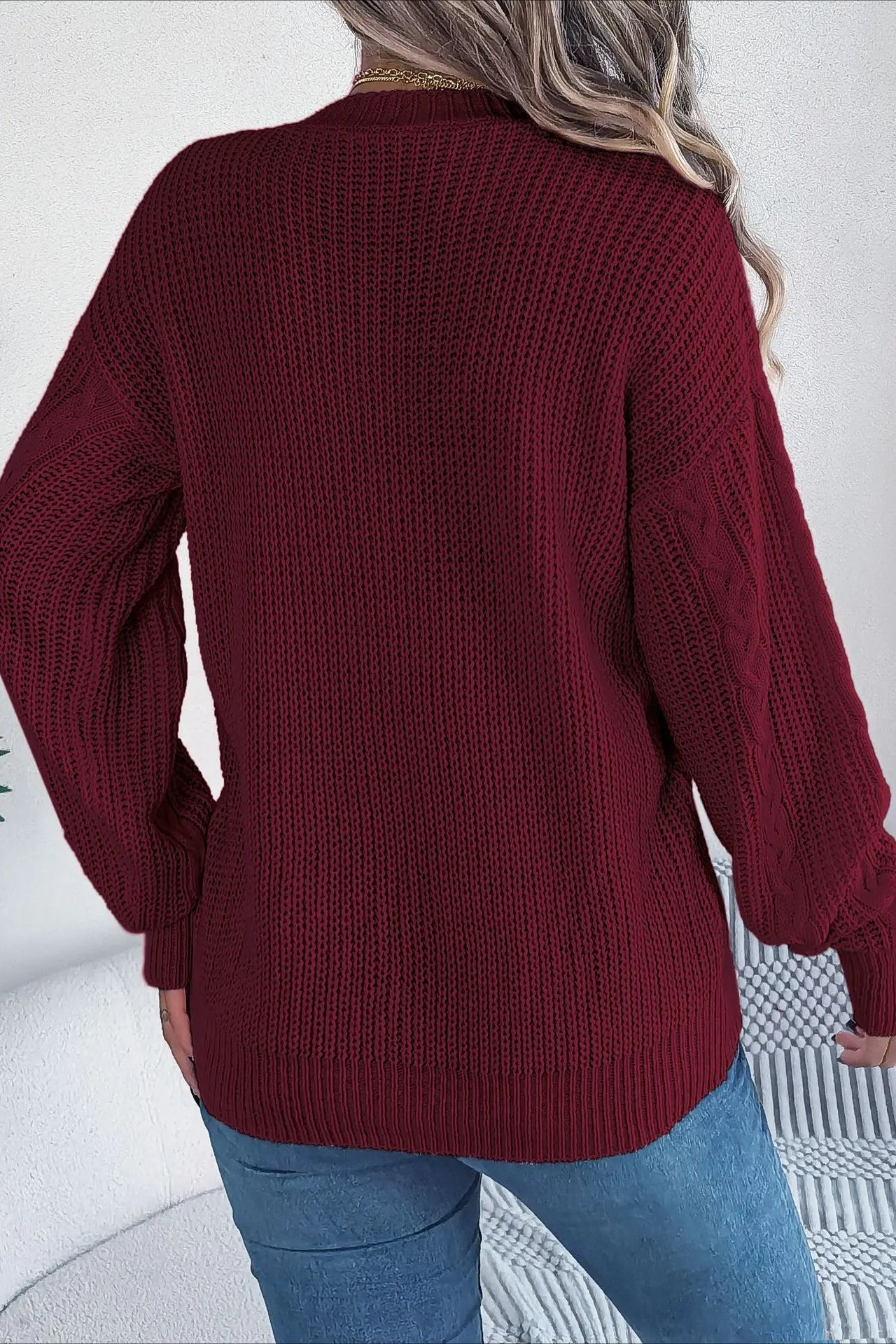 Knitted Long Sleeve Loose Single Breasted Cardigan