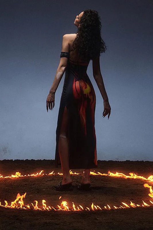 Cami-Maxikleid mit Flammenmuster