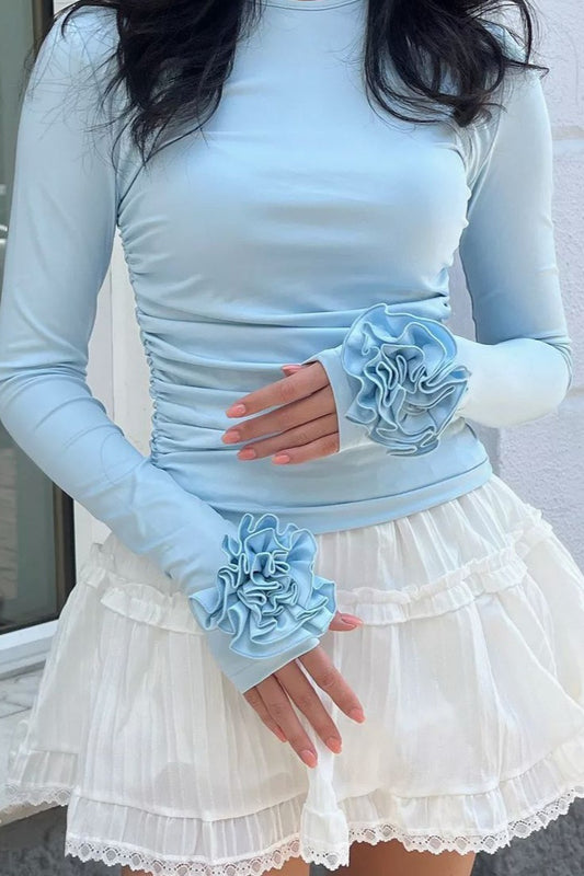 3D Floral Slim-Fit Long Sleeve Tee