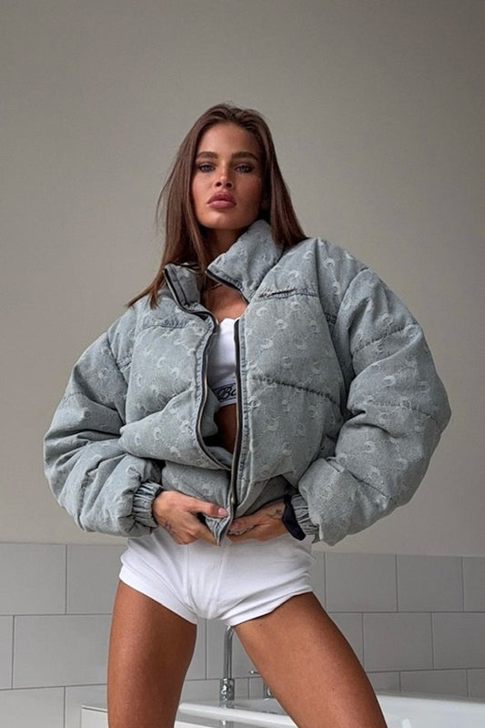 Vintage Washed Moon Puffer Jacket S / Grey