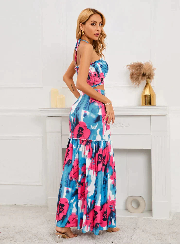 Bohemian Printed Top and Skirt Set