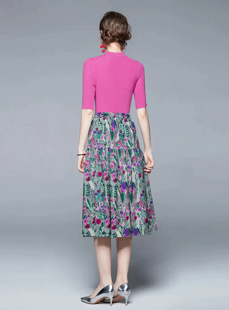 Retro Swing Skirt and Irregular Knitted Two-Piece Suit