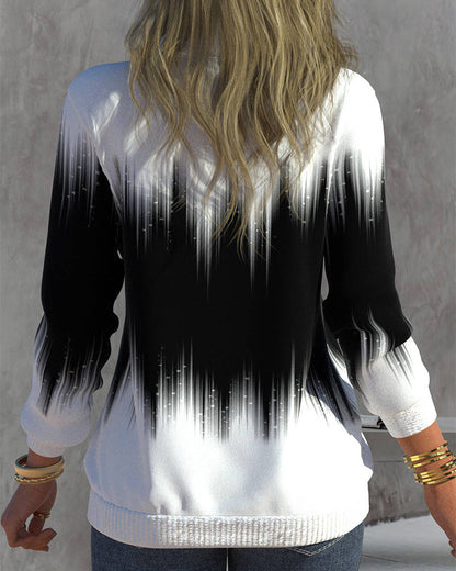 High Neck Gradient Design Sweatshirt