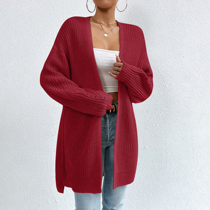 Colour Knitted Solid Cardigan