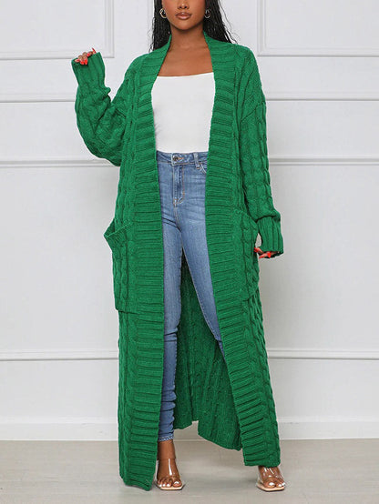 Knitted Solid Graceful Open Front Cardigan