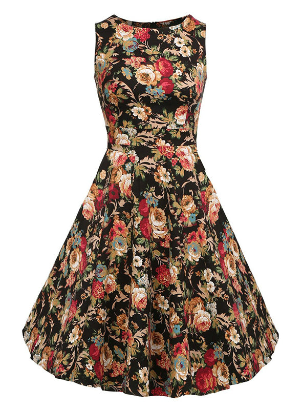 Vintage Sleeveless Tunic Dress with Belt - Elegant Rockabilly Party Dresses