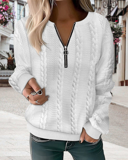 round Zipper sweatshirt with neck