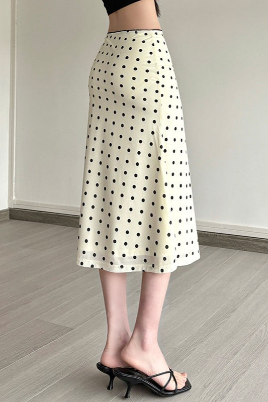 Solid Polka Dot High Waist Bodycon Skirt