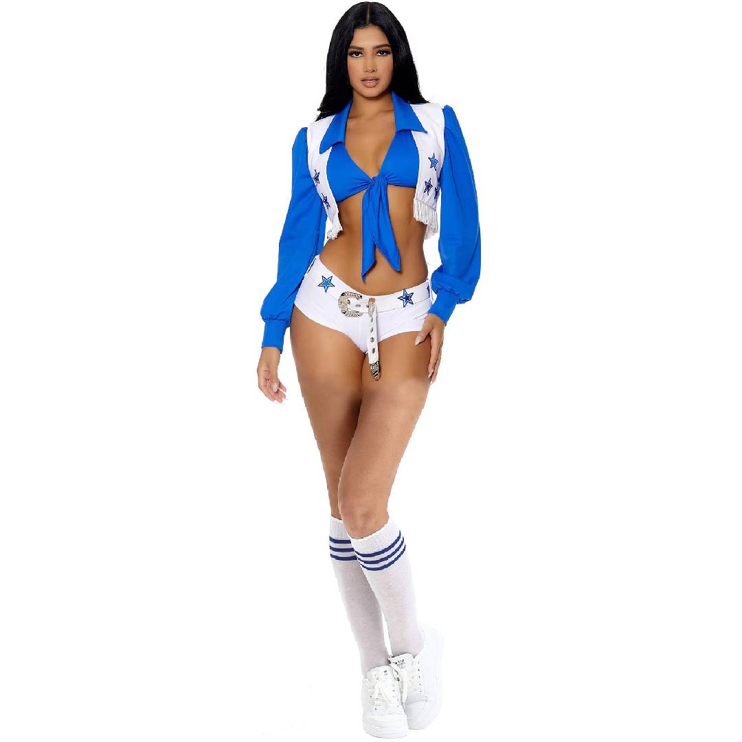 Cowboys Cheerleader High School Girl Sports Uniform Sexy Top Shorts Set Costume