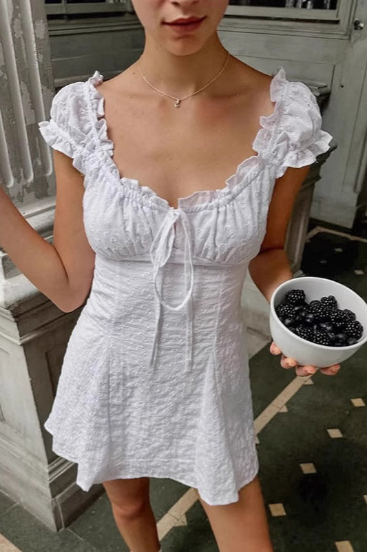 Robe bohème à volants et manches courtes