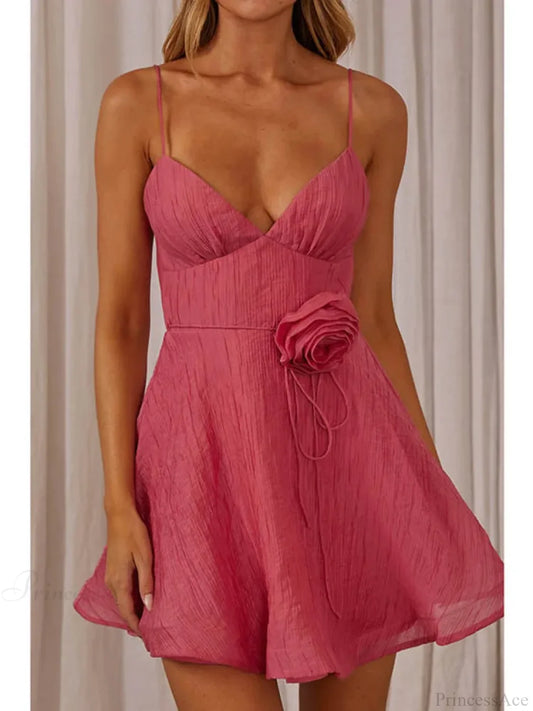 3D Floral V-Neck Mini Dress minidress-250223