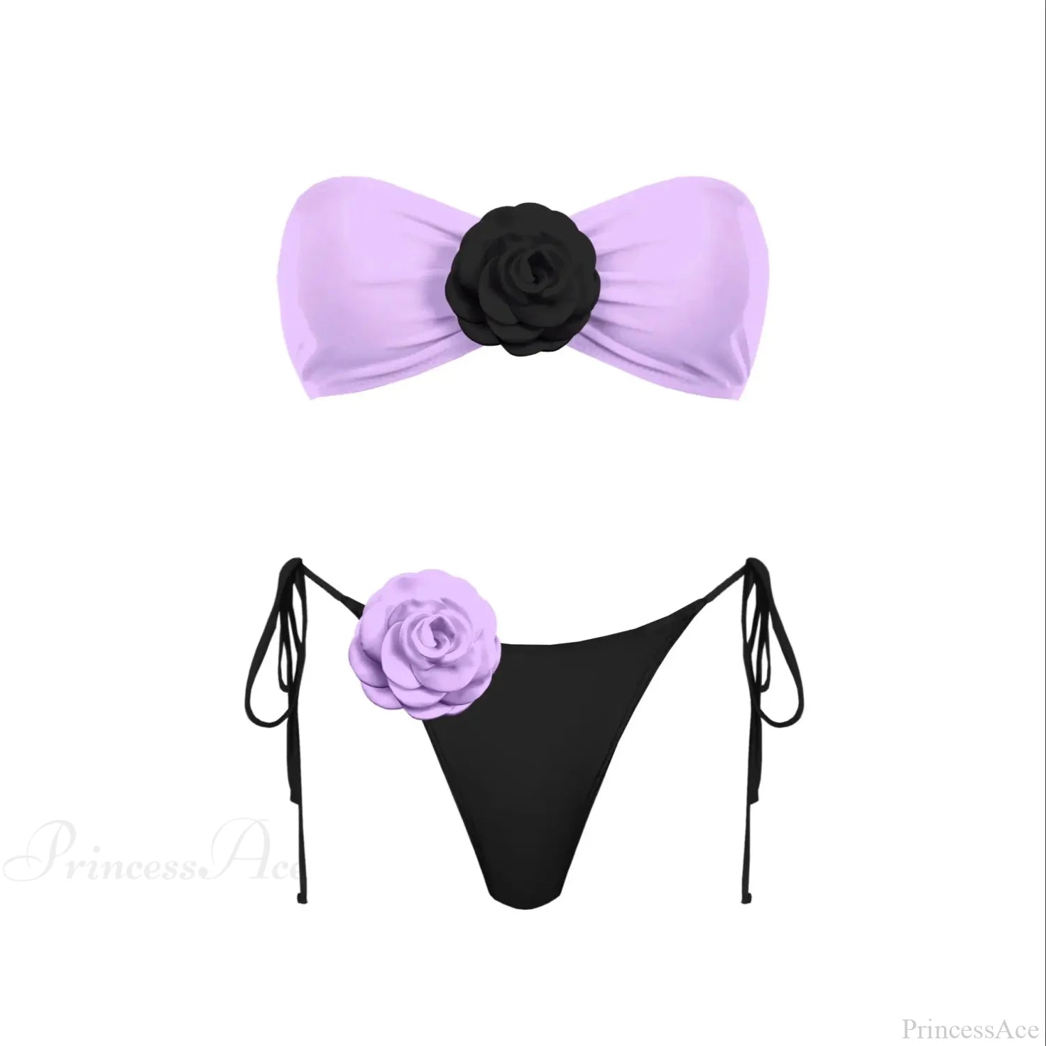 3D Flower Bandage Bikini Set purple1 / S