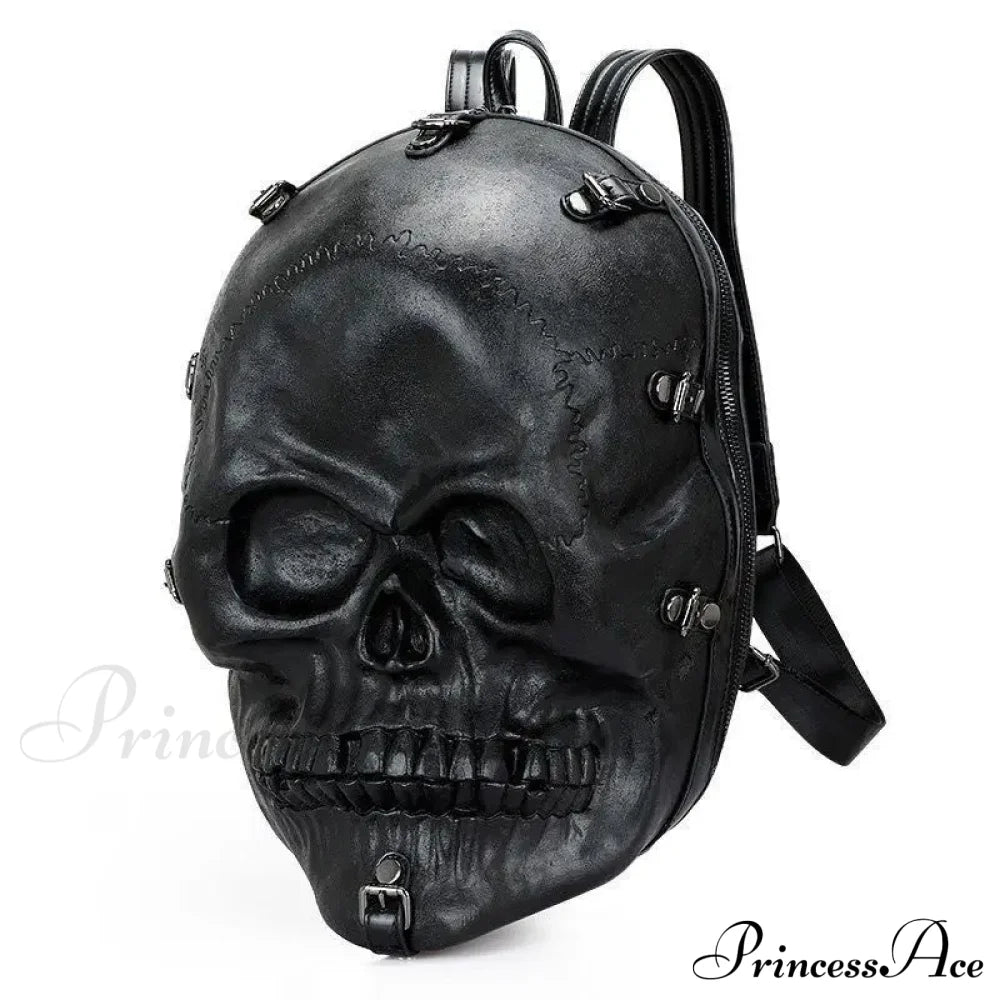 3D Skull Ghost Gothic Vintage Rivets Punk Travel Backpack Bag Black Halloween