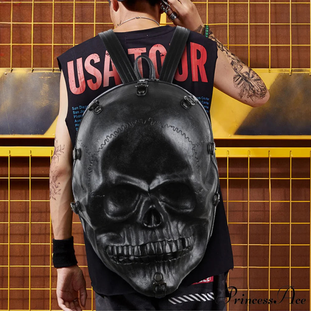 3D Skull Ghost Gothic Vintage Rivets Punk Travel Backpack Bag Halloween