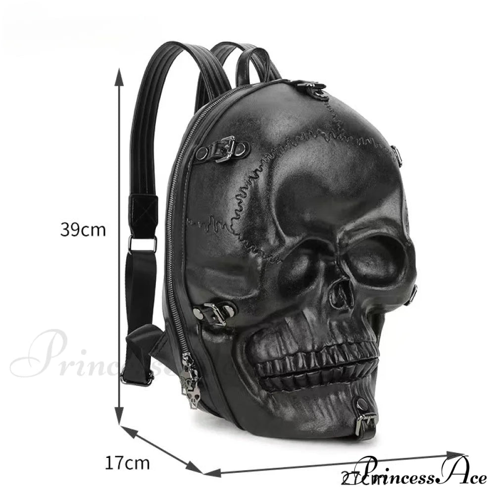 3D Skull Ghost Gothic Vintage Rivets Punk Travel Backpack Bag Halloween