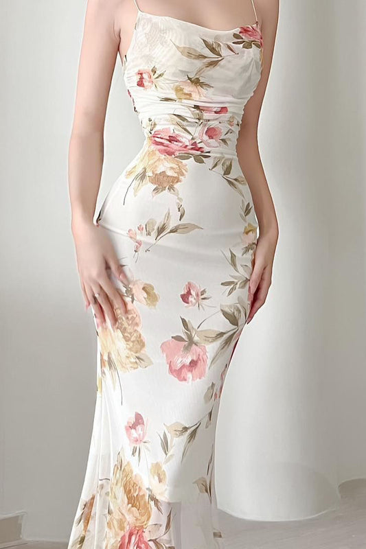 Floral Mesh Cami Mermaid Party  Dress