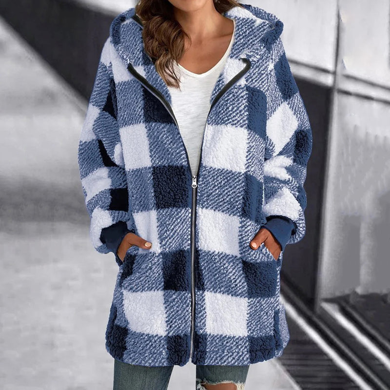 Casual Plaid Coat Blue best Best Sellings cardigan cardigans clothes Plus Size Sale tops Topseller