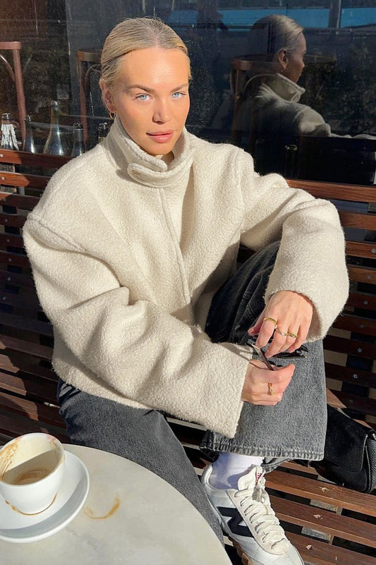 Manteau décontracté à col montant en sherpa