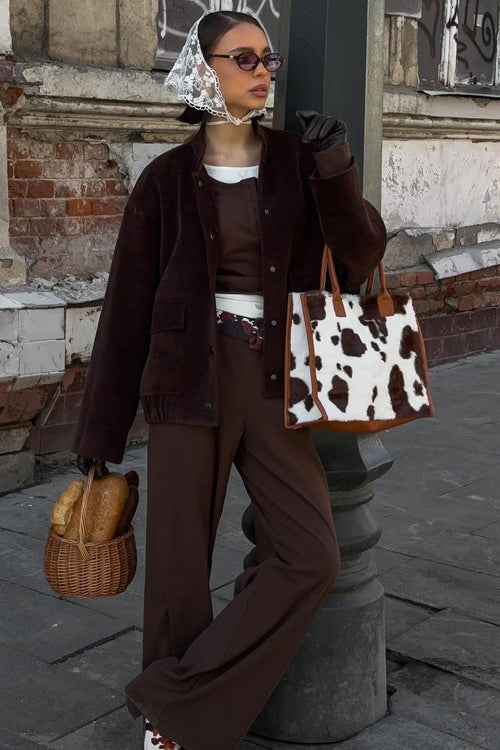 Stand Collar Single-Breasted Jacket