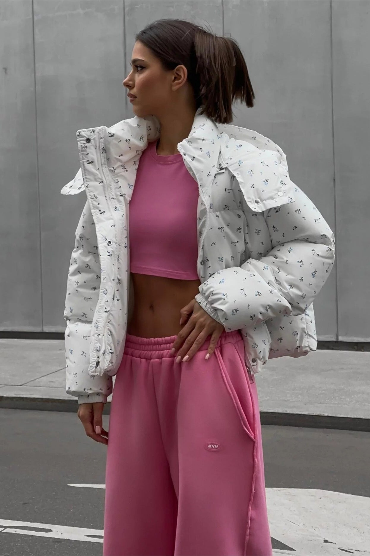 Chic Printed Puffy Puffer Jacket