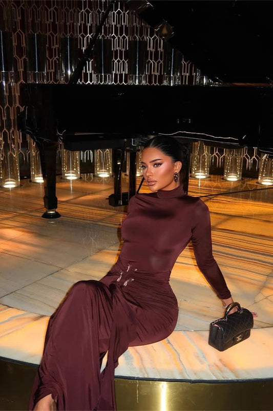 Metallic Accent Solid Bodycon Party Dress