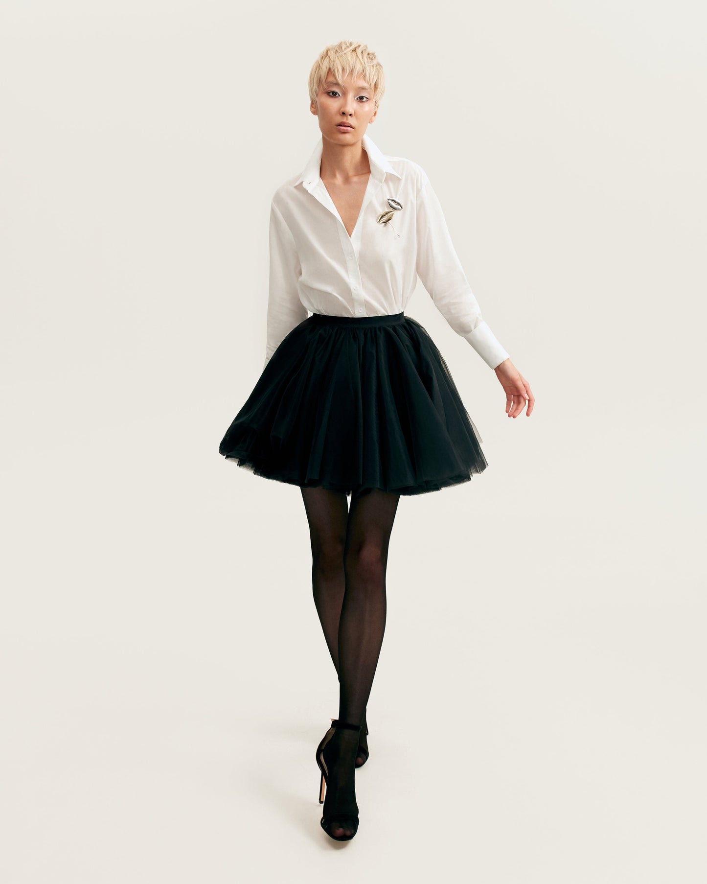 Gathered Organza Mini Skirt Graceful In Black, Xo Xo