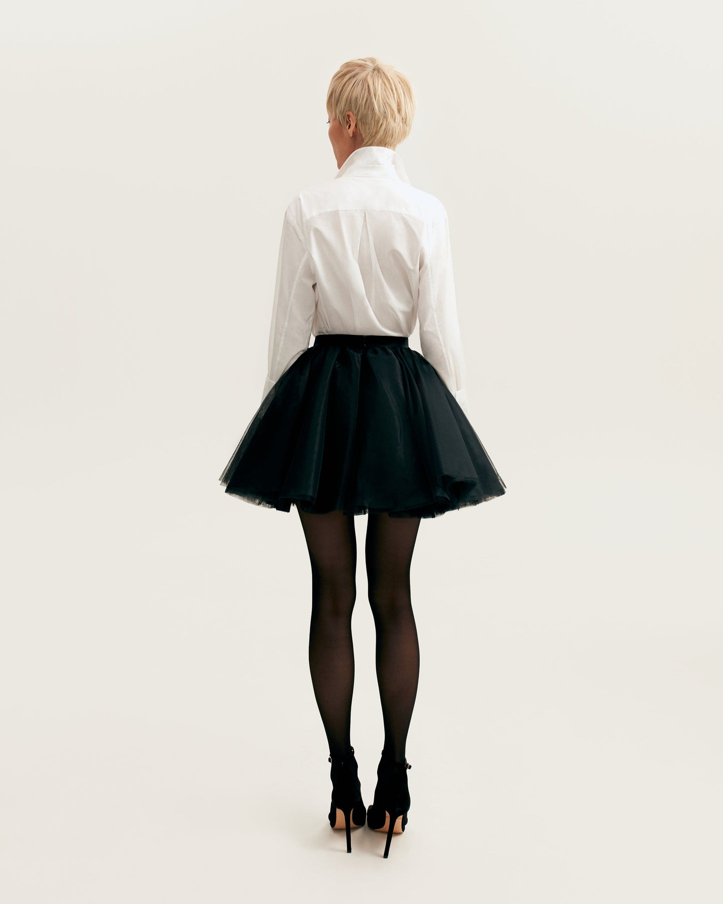 Gathered Organza Mini Skirt Graceful In Black, Xo Xo