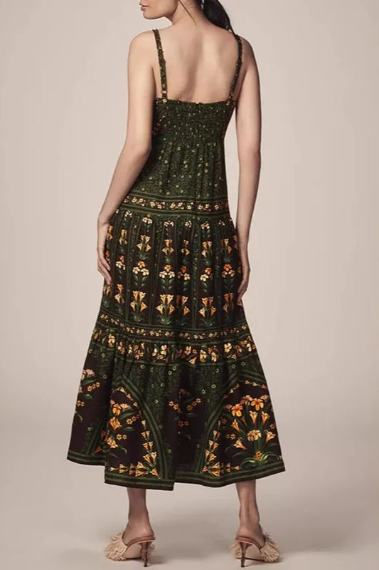 Ethnic Vintage Print A Line Boho Dres