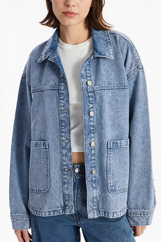 Oversized Pocket Button Denim Jacket