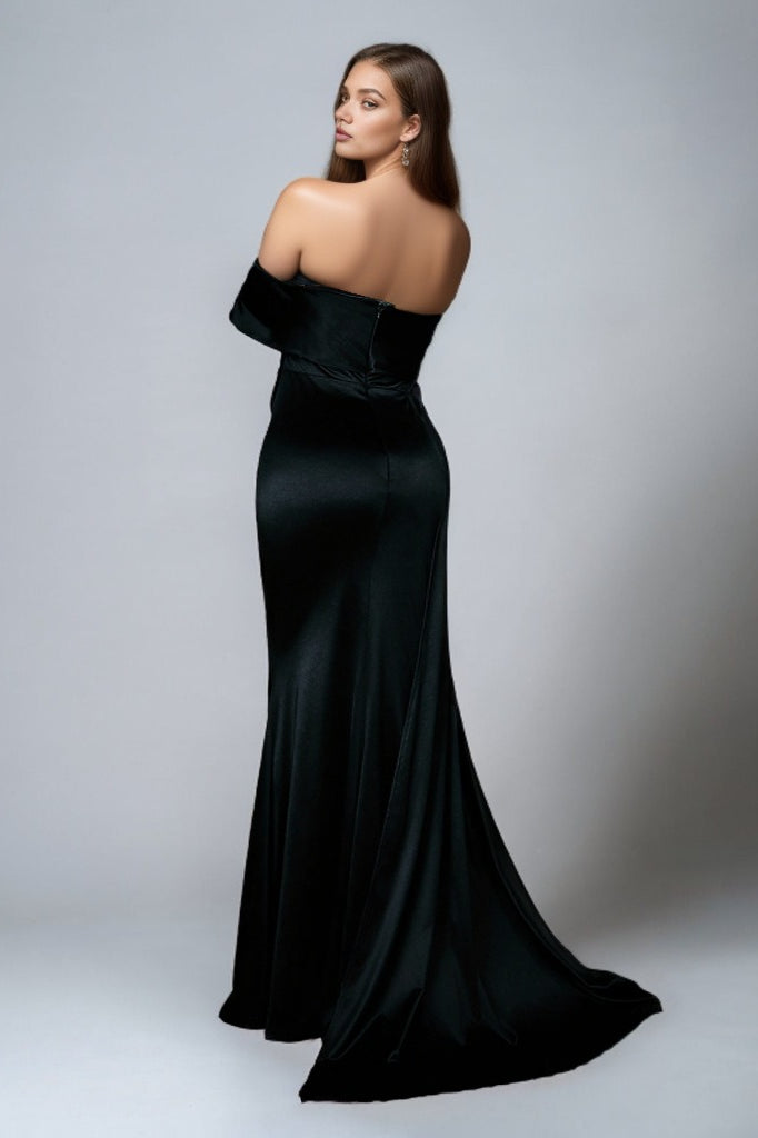 Solid Satin Off-the-Shoulder High Waist Mermaid Wedding Dress