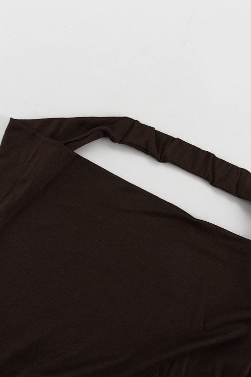 Brown Halter Backless Maxi Party Dress