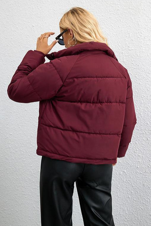 Short Stand Collar Puffer Coat coats