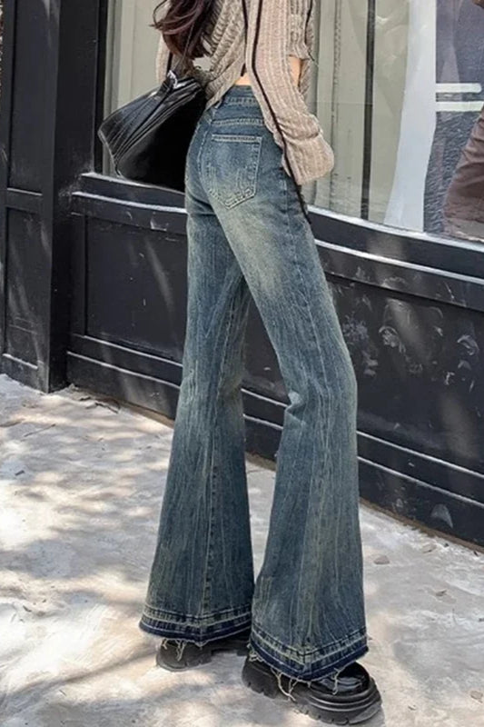 Slim Fit Elastic Bell Bottom Jeans