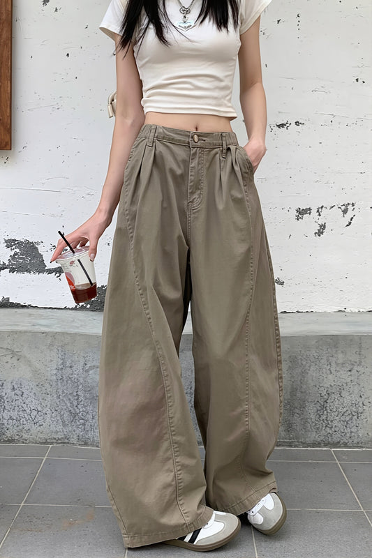 Washed Barrel Leg Cargo Pants