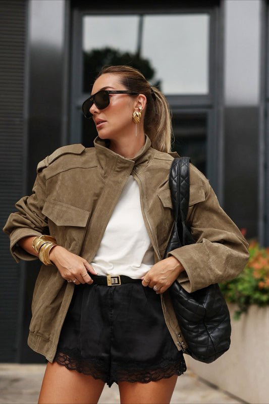 Suede Look Textured Jacket
