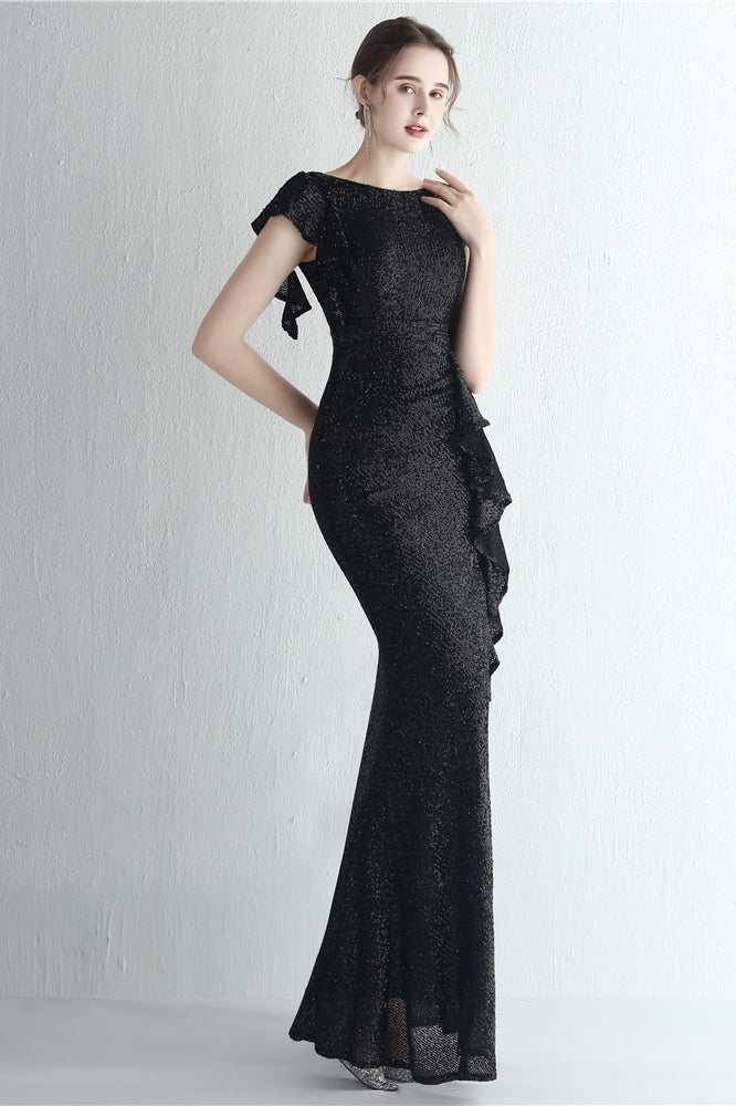 Glitter High Neck Mermaid Slit Formal Dress