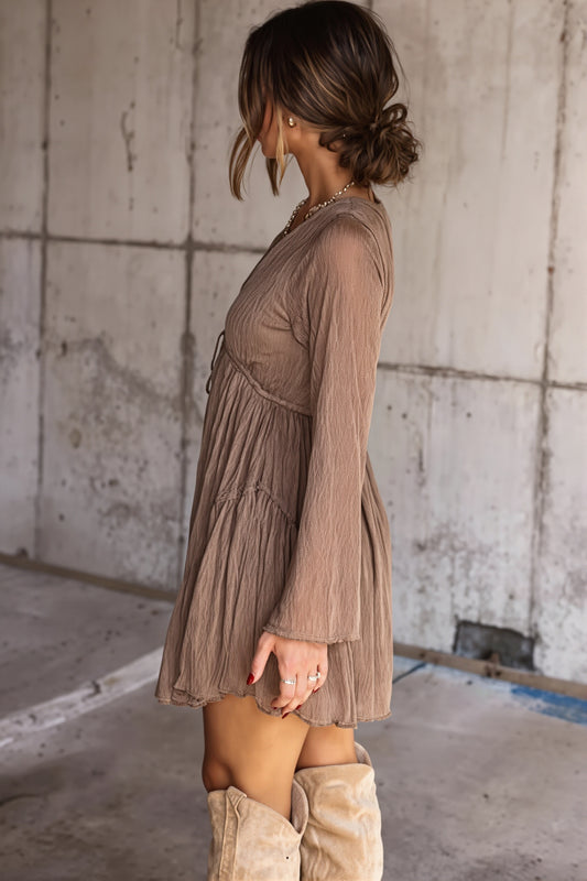 Sheer Chiffon Flowy Mini Dress