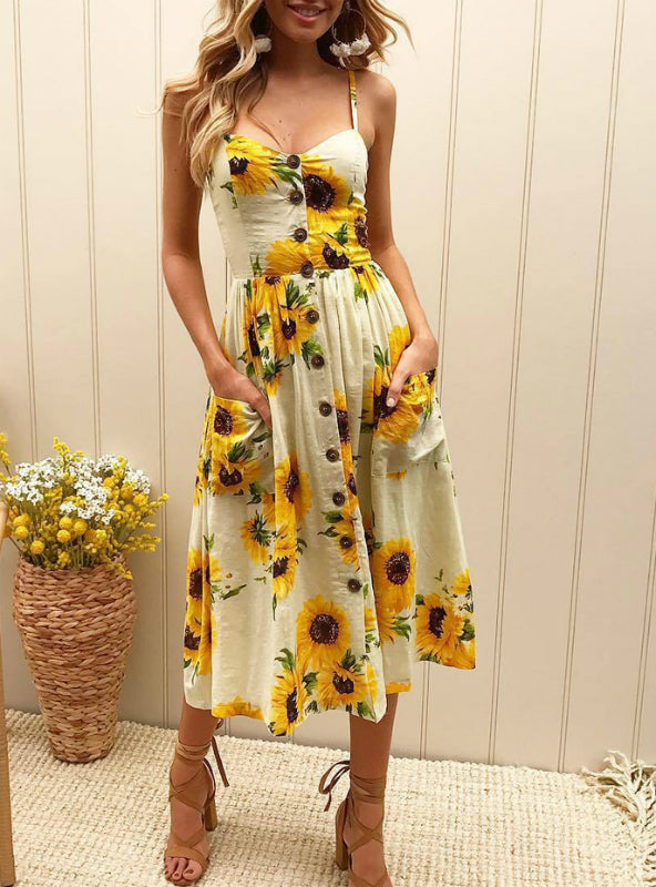 Floral Dot Long Boho Bohemian Women Strap Printed