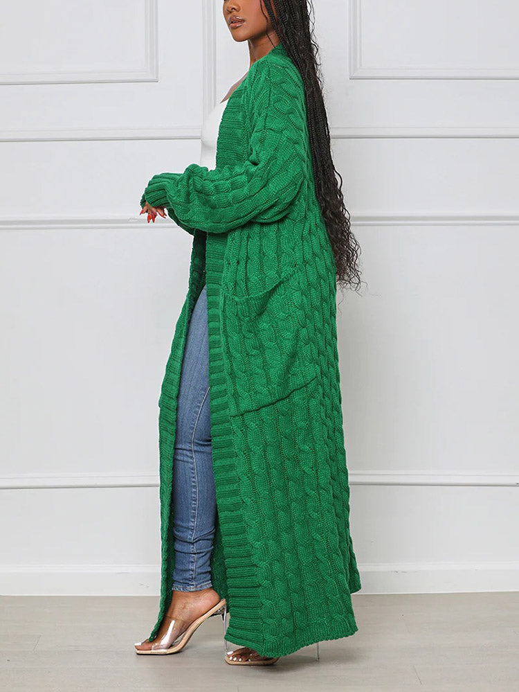 Knitted Solid Graceful Open Front Cardigan