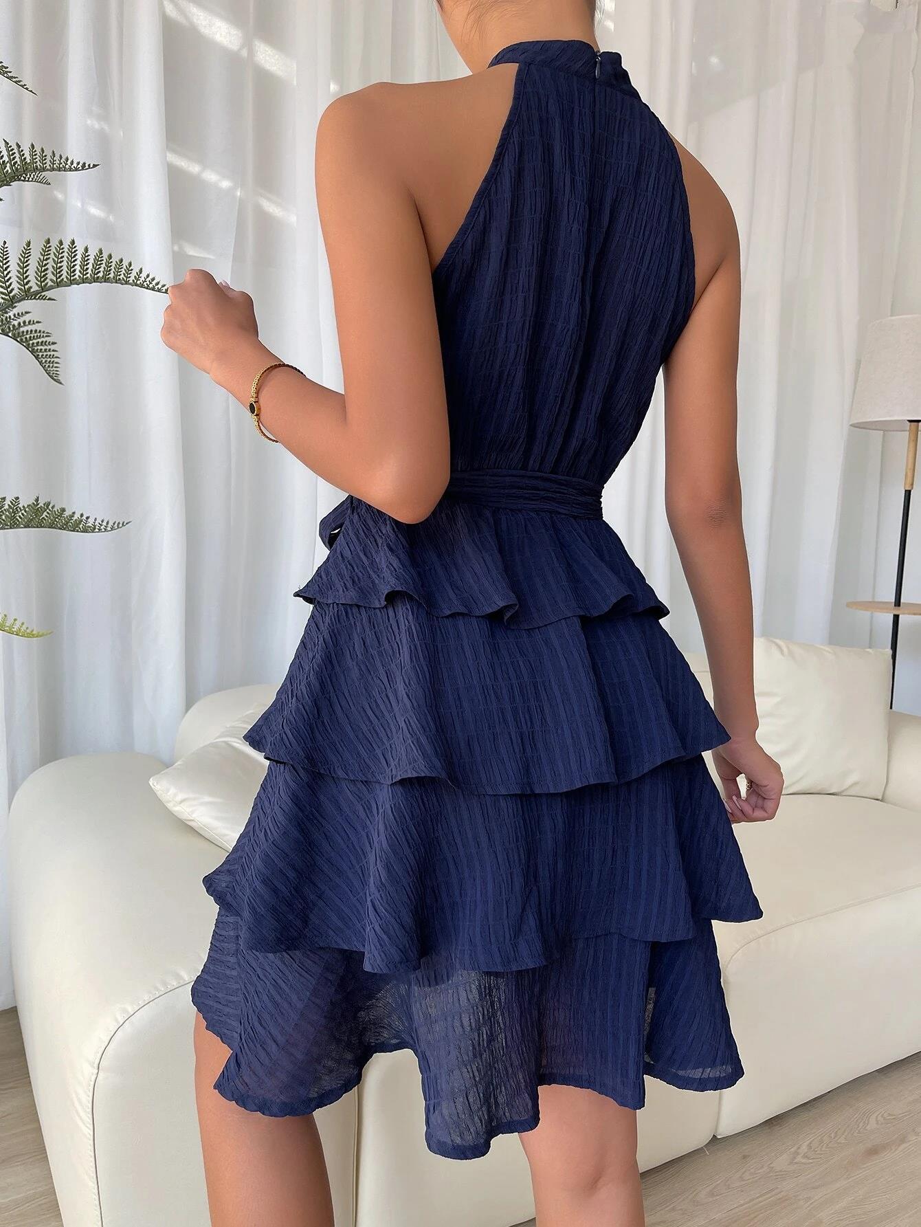 Sleeveless Ruffled Dress S / Black Party Dresses-L